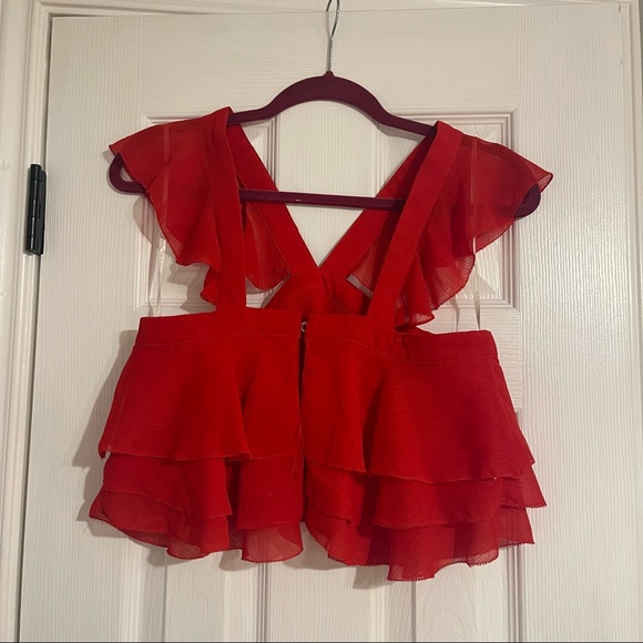 The Jetset Diaries Sintra Red crop ruffle top - Picture 8 of 9